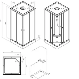 Душовий бокс AM.PM X-Joy 90x90 прозоре скло black matt W94C-403-090BT - мініатюра 8