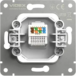 Розетка Videx Nota CAT6e одинарна комп'ютерна вугільно-чорна (VF-NT-SK1PC6-BL)  - мініатюра 4