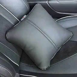 Подушка на підголівник з логотипом Volkswagen Екошкіра 3D Кольоровий лого Чорна-Чорний кант 1 шт - мініатюра 4