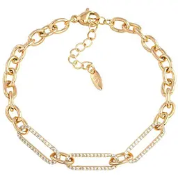 Браслет XUPING Позолота 18K "Якірний ланцюжок із вставкою" довжина з дод. ланцюжком 17-20см х 5мм (200322)