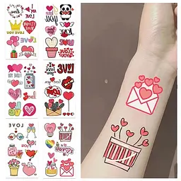 Набір тимчасових тату "Кохання №3" Fresh Tattoo Love-tattoo-mini-set-2-10, 10 штук, розмір 12 х 7 см - мініатюра 3