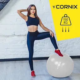 М'яч для фітнесу (фітбол) Cornix 65 см Anti-Burst Silver XR-0362 - мініатюра 2