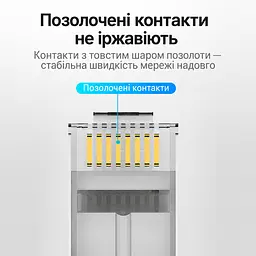 Екрановані мережеві штекери Vention 10 шт. RJ45 Cat.7 FTP 10 Гбіт/с для провідників 23–26 AWG отвори для окремих жил 1,5 мм для одножильних і багатожильних проводів з окремим тримачем жил з позолоченими контактами із затискачем кабелю «ластівчин хвіст» тризубчасті контакти для монтажу потрібен обтискний інструмент для екранованих штекерів із хвостовим затискачем прозорі (IDER0-10) - мініатюра 10
