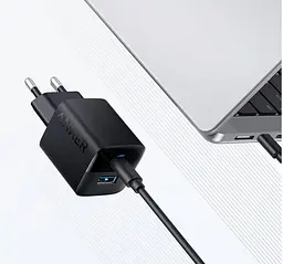 Блок живлення зарядний пристрій Anker PowerPort 323 PowerIQ 2 порти Type-C чорний - мініатюра 2