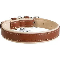 Нашийник для собак Waudog Soft, шкіряний, з QR паспортом,57-71х3,5 см, коричневый