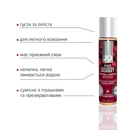 Змазка на водній основі JO H2O — Raspberry Sorbet (30 мл) без цукру, рослинний гліцерин - мініатюра 3