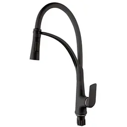 Змішувач для кухні Plamix Lucas-017 SET Black з гнучким виливом PM0717 Чорний