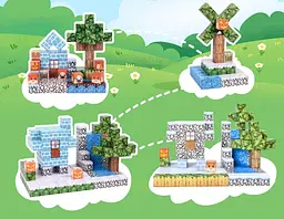 Магнітний конструктор Minecraft 100 шт + ПОДАРУНОК 3 фігуркипо грі Майнкрафт Містечко Mk001003 - мініатюра 7