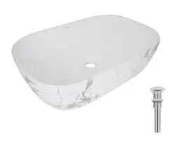 Раковина накладна Qtap Robin, Marble, прямокутна, з донним клапаном QTROB188MR49788