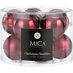 Комплект ялинкових куль Mica Decorations скляні 6 см вишневі 10 шт. (1180961)