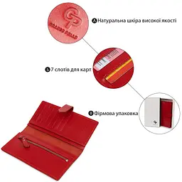 Шкіряне жіноче портмоне Grande Pelle 11516 червоне - мініатюра 8