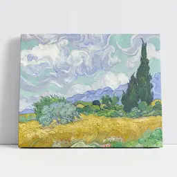 Інтер'єрна картина Пшеничне поле з кипарисом, Вінсент ван Гог, Vincent van Gogh, Wheat Field, інтер'єрний декор, 60×75 см (id6657)