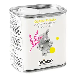 Олія оливкова DeCarlo Olio di Puglia Extra Virgin металева пляшка 100 мл - мініатюра 2