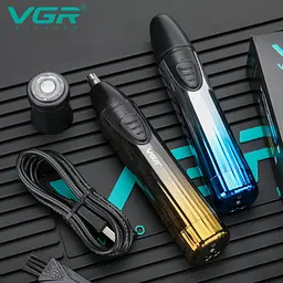 Тример акумуляторний VGR V-626 2 в 1 для стрижки носа вух та оконтовки IPX5 водонепроникний Type-C Синій - мініатюра 5