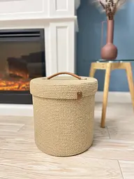 Кошик для інтер'єру з джуту плетений із кришкою 30х30 см+ Подарунок!