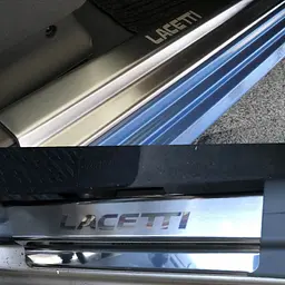 Накладки на пороги для Chevrolet Lacetti 2003-2012 Нержавіюча сталь із загином та Логотипом 4 шт (Premium P-CH09) - мініатюра 4