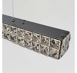 Лінійна кришталева LED люстра над столом 7712/1000BK Artlight з пультом та трьома режимами світла - мініатюра 3