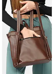 Жіночий рюкзак Sambag Loft QSH шоколадний 30 x 26 x 14 см (22011020) - мініатюра 10