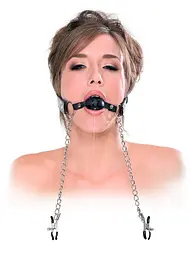 Кляп із затискачами для сосків - FFE Deluxe Ball Gag & Nipple Clamps - мініатюра 4