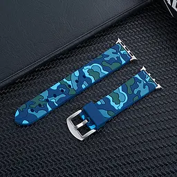 Ремінець Creasted для годинника Apple Watch 38 мм 40 мм силіконовий з пряжкою, Camouflage with blue - мініатюра 5