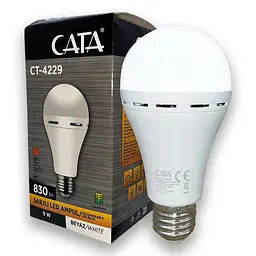 Лампа акумуляторна САТА CT-4229 9W в патрон Е27 акб 1200mAh 6400K (59314) - мініатюра 3