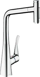 Змішувач Hansgrohe Metris Select 320 2jet кухонний з витяжним виливом Sbox 73816000 Хром