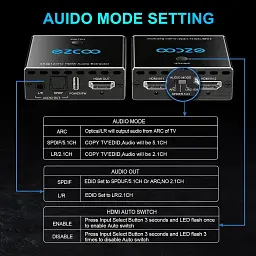 Аудіоекстрактор Ezcoo 4K@120Hz HDMI Audio Extrector Спліттер для HDMI-джерело, аудіоконвертер для HDMI - мініатюра 3