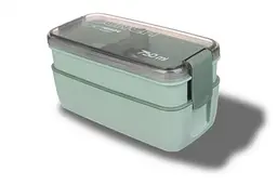 Ланч-бокс еко на 2 яруси з приборами Laprida Delicious lunch 02 Зелений 750 мл (64-21-1172)