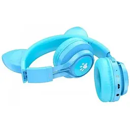 Навушники дитячі Hoco Cat Ear Kids BT Headphones W39 блакитні - мініатюра 3