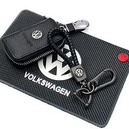 Подарунковий набір №55 для Volkswagen / килимок панелі / плетений брелок з карабіном / чохол із тисненої шкіри