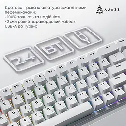 Клавіатура Ajazz AK680 MAX Magnetic Switch ABS White Keycaps RGB Aluminum Positioning Pl (AK680-WM-W-A) - мініатюра 5