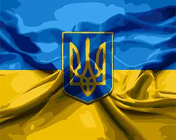 Картина за номерами Український сюжет Герб та прапор України © 40*50 см Орігамі LW 3179