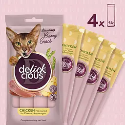 Ласощі кремові для котів Delickcious курка з додаванням сиру та спаржі 60 г (4х15 г) - мініатюра 11