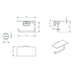 Тримач для туалетного паперу з полицею Koer AS-0112-01 хром (KR6177) - мініатюра 9