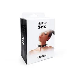 Чокер серце з великими шипами, із натуральної шкіри Art of Sex - Crystal - мініатюра 6