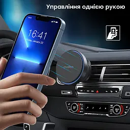 Автомобільний зарядний пристрій Choetech T205-F Black бездротова зарядка, магнітне кріплення (43-00139) - мініатюра 4