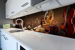 Кухонний фартух самоклеючий Ретро Телефон наклейка ПВХ натюрморт коричневий 60х300 см Happy Pocket Z180363 - мініатюра 6