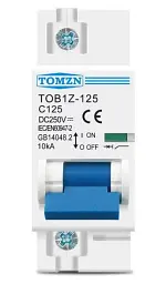 Автоматичний вимикач DC TOMZN TOB1Z-125 однополюсний 1P 250V 125A запобіжник постійного струму (19613)