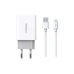 Зарядний пристрій Proda PD-A28i 2хUSB 2.4A + USB Ligthtning 1.0m (PD-A28i-WH) - мініатюра 2