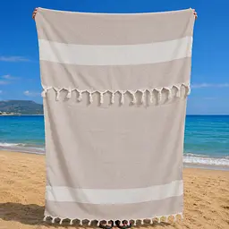 Рушник пештемаль Turkey Towel 100х180 см легкий великий для пляжу басейну бані сауни підстилка на дачу пікнік природу відпустку море ромб бежевий