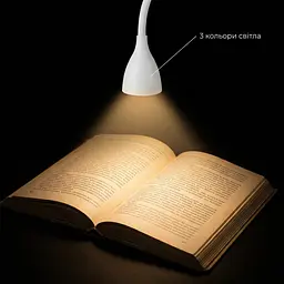 Ліхтарик-закладка для читання книг LED на кліпсі LJC-182 білий — заряд до 10 годин - мініатюра 7