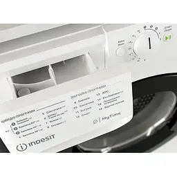 Пральна машина Indesit фронтальна, 6кг, 1200, A+++, 43см, дисплей, інвертор, люк чорний, білий - мініатюра 4
