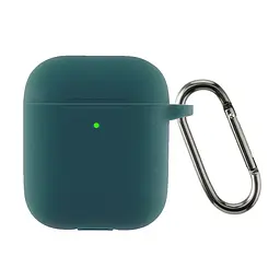 Силіконовий чохол для навушників Apple AirPods 2, Hang Case, зелений, ультратонкий захисний кейс товщиною 2 мм, захист від подряпин, пилу та ударів, компактний, з карабіном для кріплення, ArmorStandart (ARM59678)