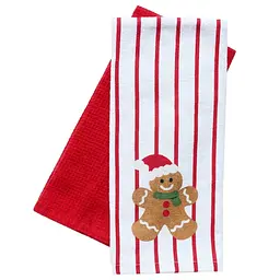 Набір рушничків для кухні Ardesto Christmas Gingerbread червоний, білий 38 х 63 см 2 шт. (ART3863GB)