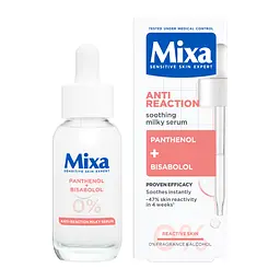 Сироватка з пантенолом Mixa Anti-Reaction Milky Serum для заспокоєння та зменшення подразнень чутливої шкіри обличчя 30 мл