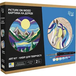 Набір для випалювання картини на дереві Rosa Start „Horse and Mountains“ з фарбами в коробці