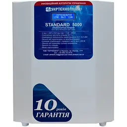 Стабілізатор напруги теристорний Укртехнологія Standard LV 5 5000 Вт 220 В стабілізація 100-205 16 ступенів