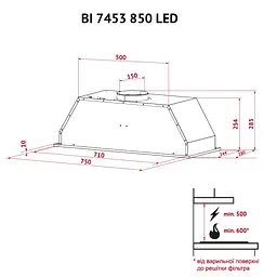 Витяжка повновбудована PERFELLI BI 7453 I 850 LED - мініатюра 12