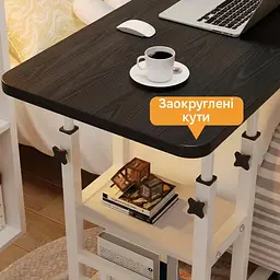 Комп'ютерний столик 80х40х60-85см / Стіл ліжка з регулюванням висоти / Поворотний столик для ноутбука (T-80) Чорний - мініатюра 3