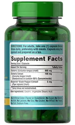 Натуральна добавка Puritan’s Pride Turmeric Curcumin 1000 Mg with Bioperine 5 mg 120 капсул - мініатюра 2